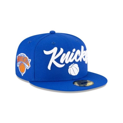 Blue New York Knicks Hat - New Era NBA NBA Draft Alternate 59FIFTY Fitted Caps USA0295137